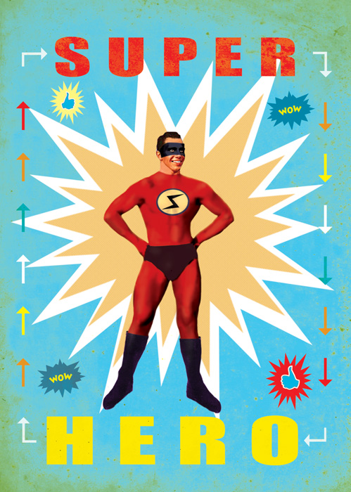 Super Hero Greeting Card by Max Hernn - Click Image to Close